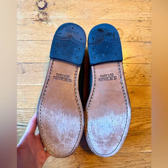 G.H. Bass Whitney Houndstooth Loafers Weejuns Green White Leather Slip On Shoes - Picture 5 of 7